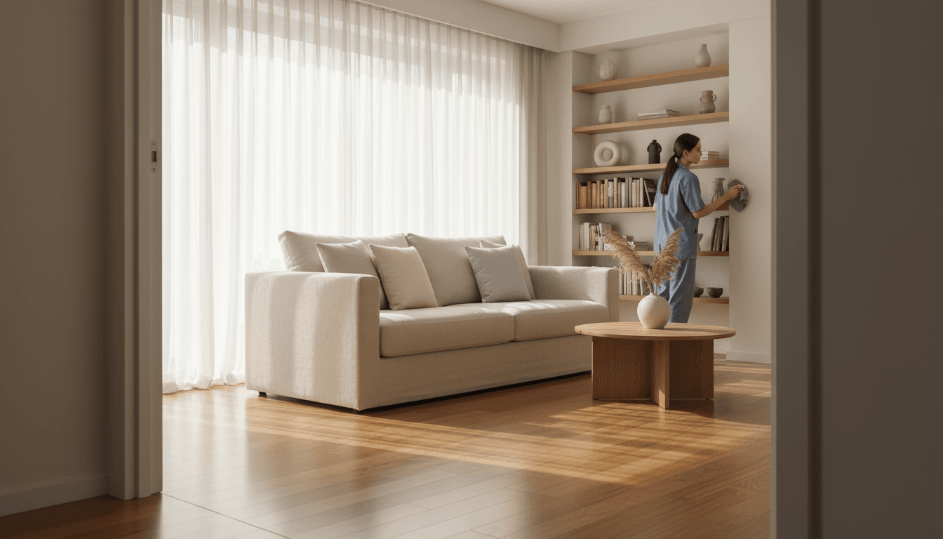 Living room with dust-free surfaces